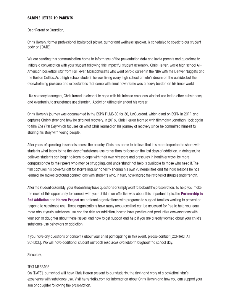 Parent letter